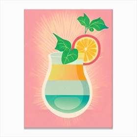Whiskey Sour Retro Pink Cocktail Poster Canvas Print