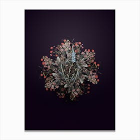 Vintage Ixia Cepacea Floral Wreath on Royal Purple n.0438 Canvas Print