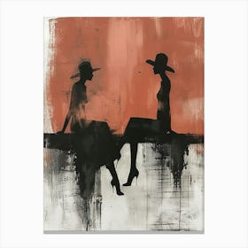 Two Women Sitting On A Bench 2 Canvas Print