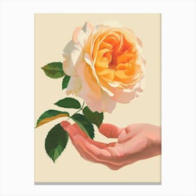 English Roses Painting Rose In A Hand 3 Canvas Print