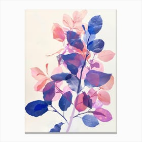 Blue And Pink Leaves 2 Canvas Print