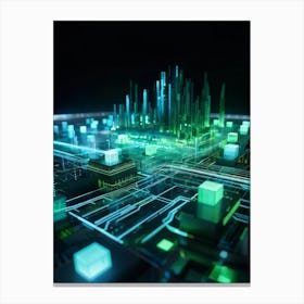 Cyber Intelligence And Memory Visualized In A 3d Model A Nexus Of Data Streams Flowing And Intertwi 2 1 Canvas Print