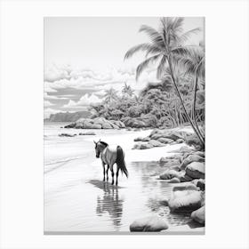 A Horse Oil Painting In Anse Cocos, Seychelles, Portrait 3 Canvas Print