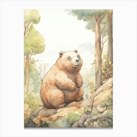 Storybook Animal Watercolour Wombat 3 Canvas Print