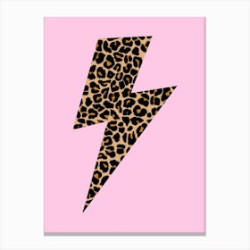 Lightning Bolt in Leopard Print on Pink Canvas Print