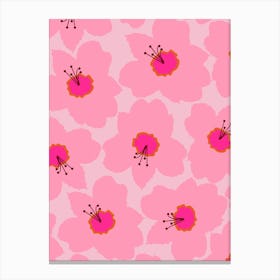 Retro Floral Pink Canvas Print