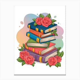 Roses On Books 4 Canvas Print