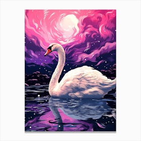 Swan In The Moonlight 1 Canvas Print