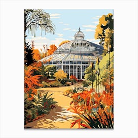 Kew Gardens, United Kingdom In Autumn Fall Illustration 1 Canvas Print