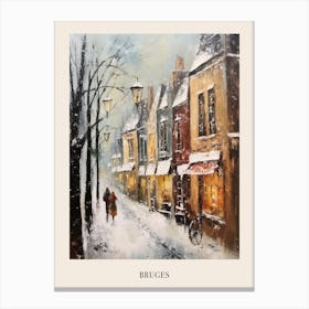 Vintage Winter Painting Poster Bruges Belgium 1 Canvas Print