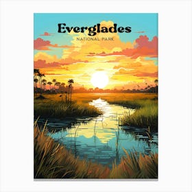 Everglades National Park Florida Mangrove Travel Art Illustration Canvas Print