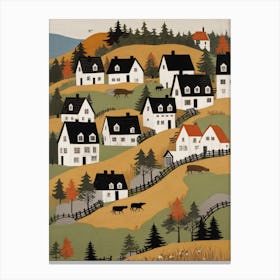 Minimalist Scandinavian Village Painting (13) Canvas Print