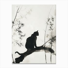 Cat On Bamboo Canvas Print