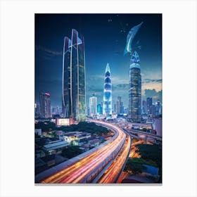 Bangkok Cityscape Of The Future Skyline Punctuated By Towering Skyscrapers Where Technology Gracef (4) Canvas Print