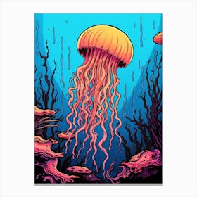 Jellyfish Retro Pop Art 2 Canvas Print