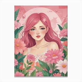 Pink Hair Girl Canvas Print