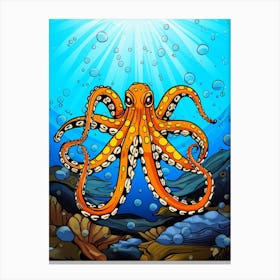 Mimic Octopus Retro Pop Art 3 Canvas Print