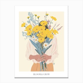 Bloom And Grow Spring Girl With Yellow Flowers 5 Canvas Print