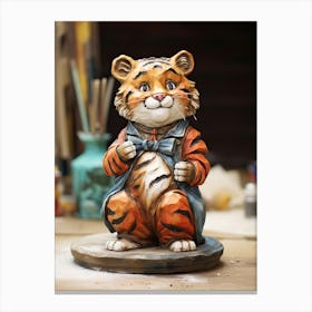 Tiger Illustration Sculpting Watercolour 3 Canvas Print