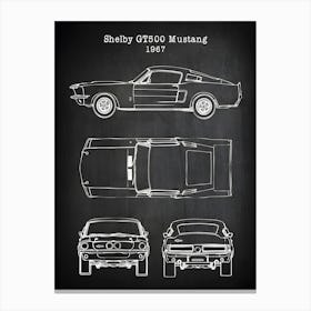 Shelby Gt500 Mustang Patent Print, 1967 Mustang Poster, Shelby Car Decor, Mustang Art, Car Poster, Mustang Sports Car Wall Art, Vc9671 Canvas Print