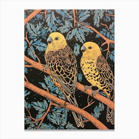 Art Nouveau Birds Poster Budgerigar 1 Canvas Print