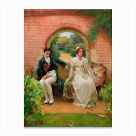 Couple Sitting On A Bench Canvas Print