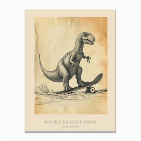 Apatosaurus Vintage Dinosaur Poster 3 Canvas Print