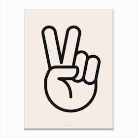 Minimal Peace Hand Sign Bold Print Canvas Print