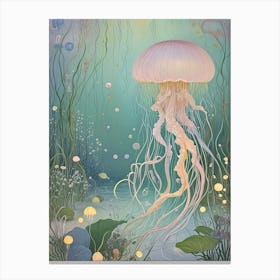 Pastel Glowing Jellyfish Canvas Print