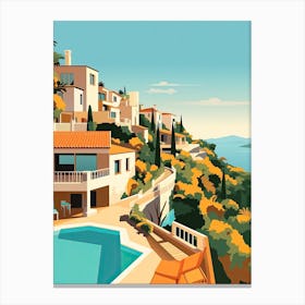 Costa Del Sol, Spain, Flat Illustration 4 Canvas Print