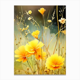 Yellow Flowers In A Field 1 Canvas Print