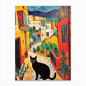 Painting Of A Cat In Matera Italy 1 Canvas Print
