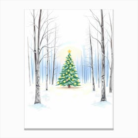 Christmas Tree In The Snow Canvas Print