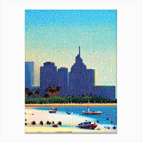 Long Beach, City Us  Pointillism Canvas Print