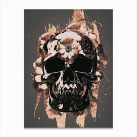 Skull With Flowers Canvas Print