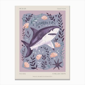 Purple Whale Shark Illustration 1 Poster Canvas Print