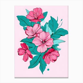 Create A Digital Artwork With Pink Flowers In A Pop Art Style With Bold Outlines And Flat Colors 272730497 (4) Canvas Print