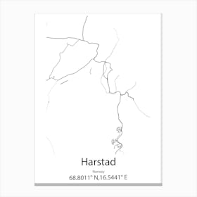 Harstad,Norway Minimalist Map Canvas Print