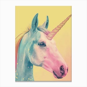 Pastel Unicorn Yellow Background Canvas Print
