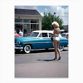 50's Era Community Car Wash Reimagined - Hall-O-Gram Creations 29 Canvas Print