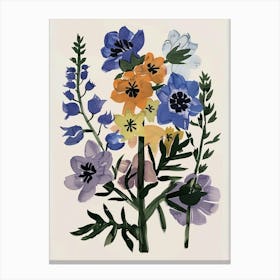 Painted Florals Larkspur 3 Canvas Print
