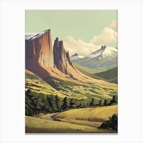 Torres Del Paine Circuit Chile 1 Vintage Travel Illustration Canvas Print