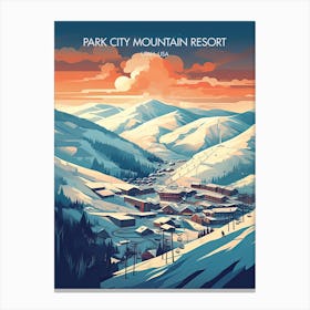 Poster Of Park City Mountain Resort   Utah, Usa, Ski Resort Illustration 1 Canvas Print