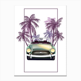 Vintage Car With Palm Trees Canvas Print