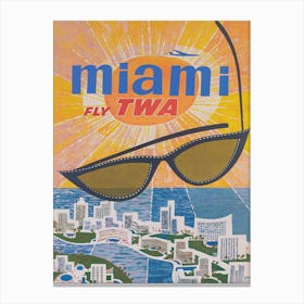 Miami Beach Florida Retro Vintage Travel Poster 1 Canvas Print