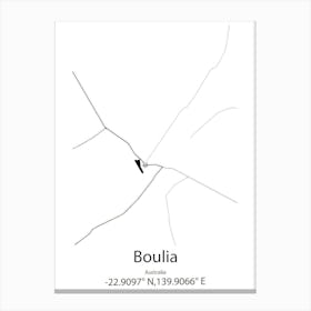 Boulia,Australia Minimalist Map Canvas Print