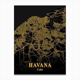 Havana Gold City Map 1 Canvas Print