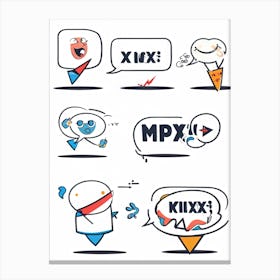 Cartoon Motion Lines And Speech Bubbles Hand Drawn Set Executing Character Movements And Dialogues (1) Canvas Print