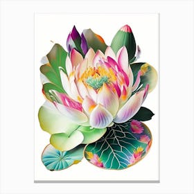 Amur Lotus Decoupage 3 Canvas Print
