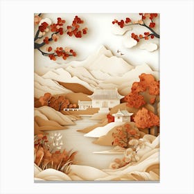 Beautiful Landscape Paper Craft Style 12 Canvas Print